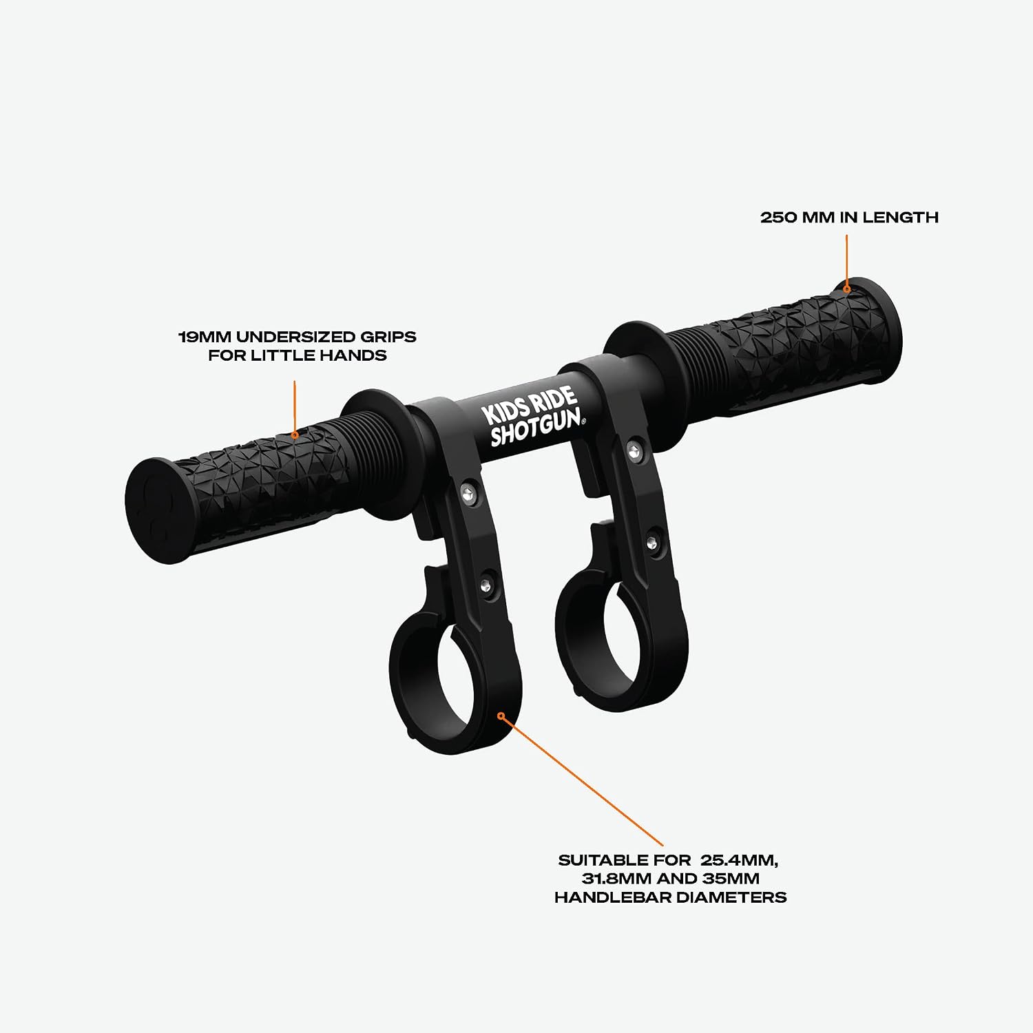Detalle de Kids Ride Shotgun – Guidons 2.0, compatible VTT adultes et sangle sécurité pour enfants