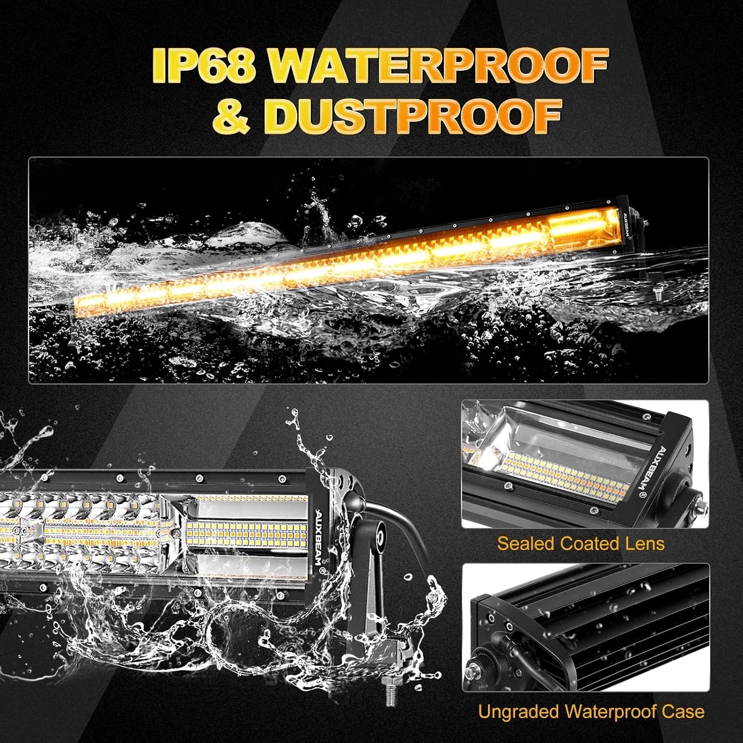 Detalle de Auxbeam 50-Inch Curved LED Light Bar, 288W Dual-Color, 6 Modes