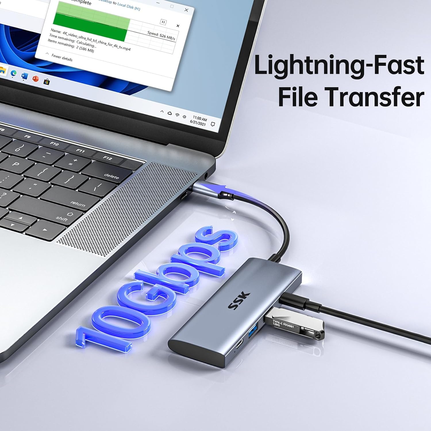 Detalle de SSK Hub USB‑C 4 en 1 10 Gbps — station d’accueil compacte pour Mac et PC