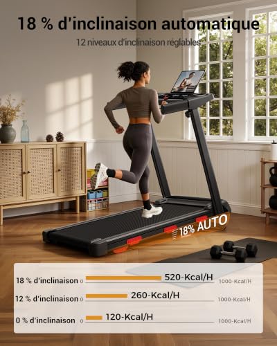Detalle 2 de UMAY Tapis de Marche Inclinable Auto 12KM/H — compact et silencieux pour l’intérieur