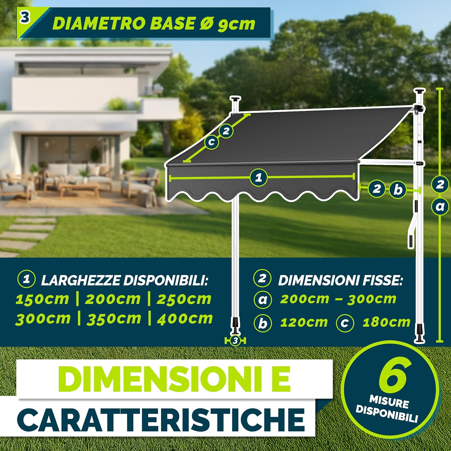Thumbnail 5 de Tillvex Tenda da Sole a Bracci con Manovella 150 cm: protezione solare regolabile senza forare