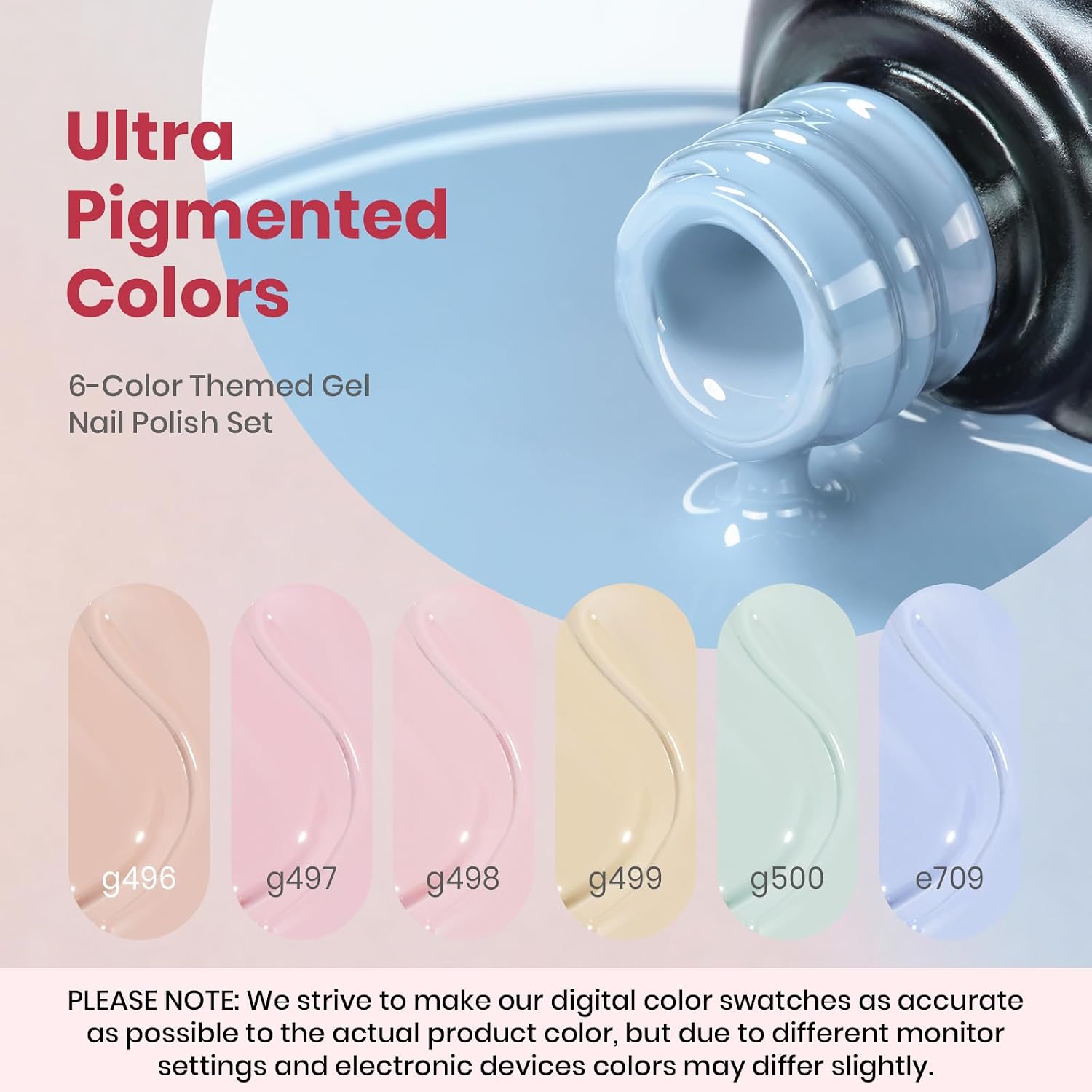 Detalle 2 de beetles Pastel Gel Polish Set (Soft Echo Collection) — 6 UV Gel Shades for Spring, Easter & Macaron Nails