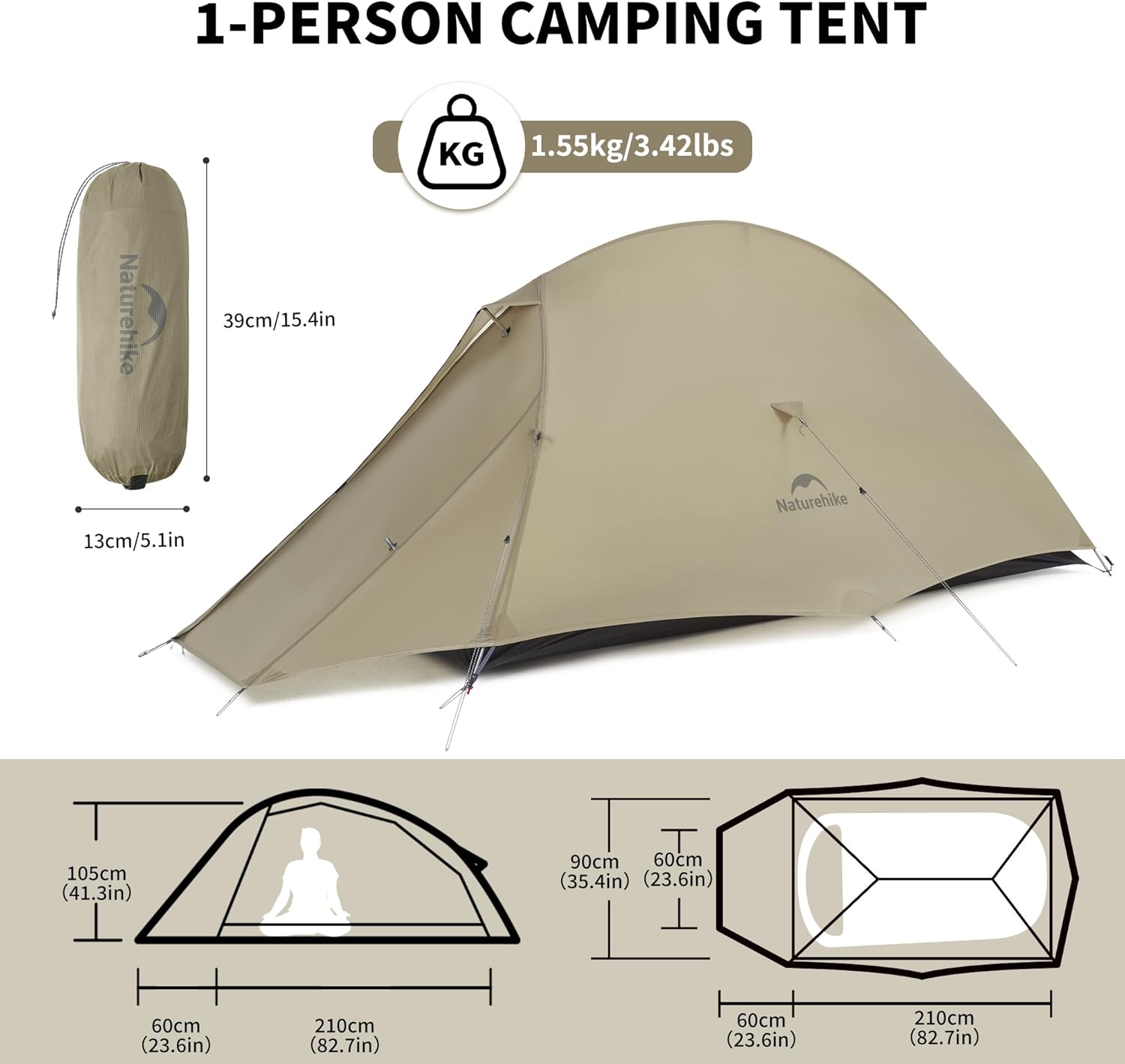 Thumbnail 1 de Naturehike Cloud up Pro/Base/UL Zelt 1 Person – Leichtes Kuppelzelt für Outdoor-Reisen