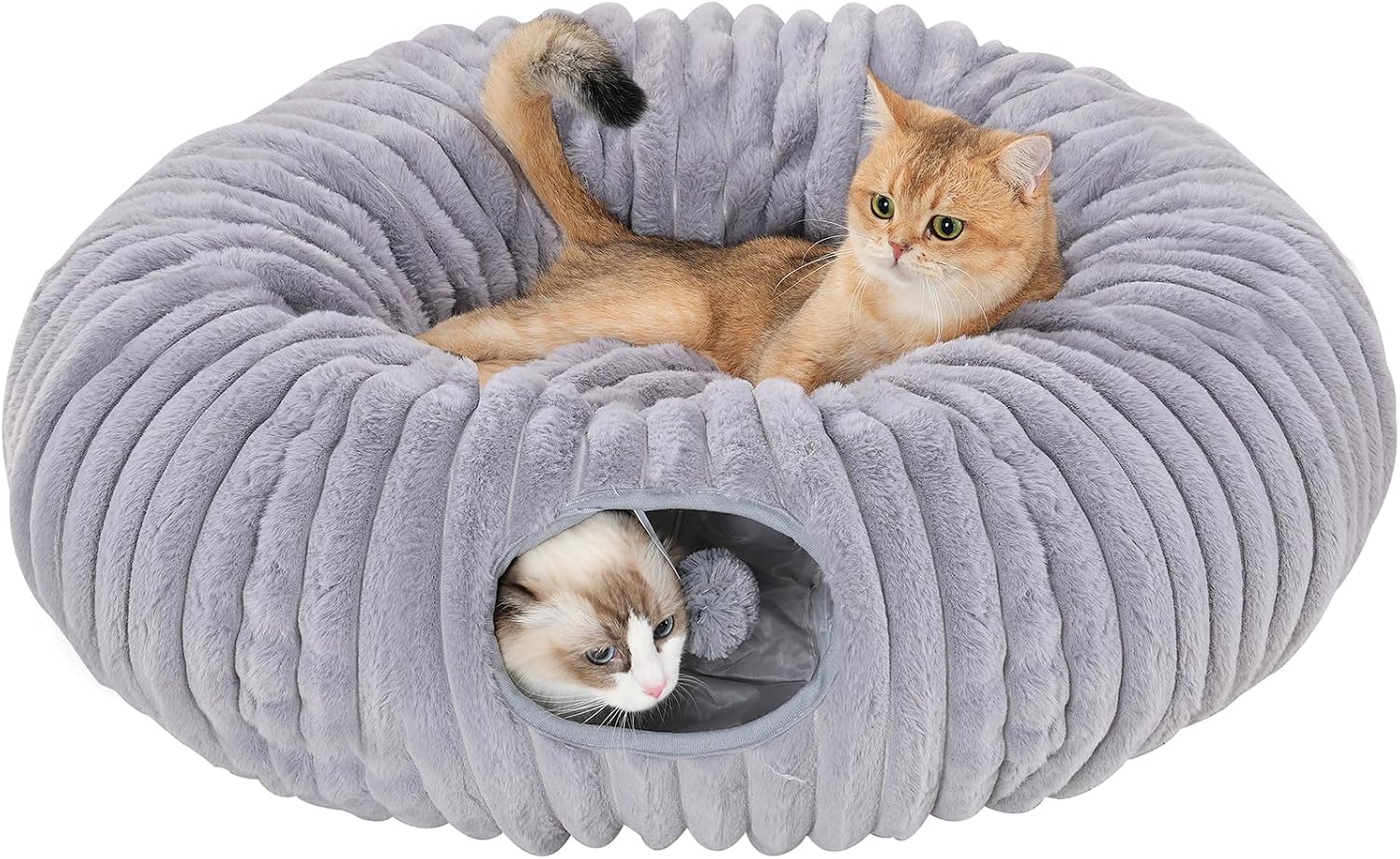 Detalle de Avont Cat Tunnel Bed: Plush Donut Tunnel for Indoor Cats