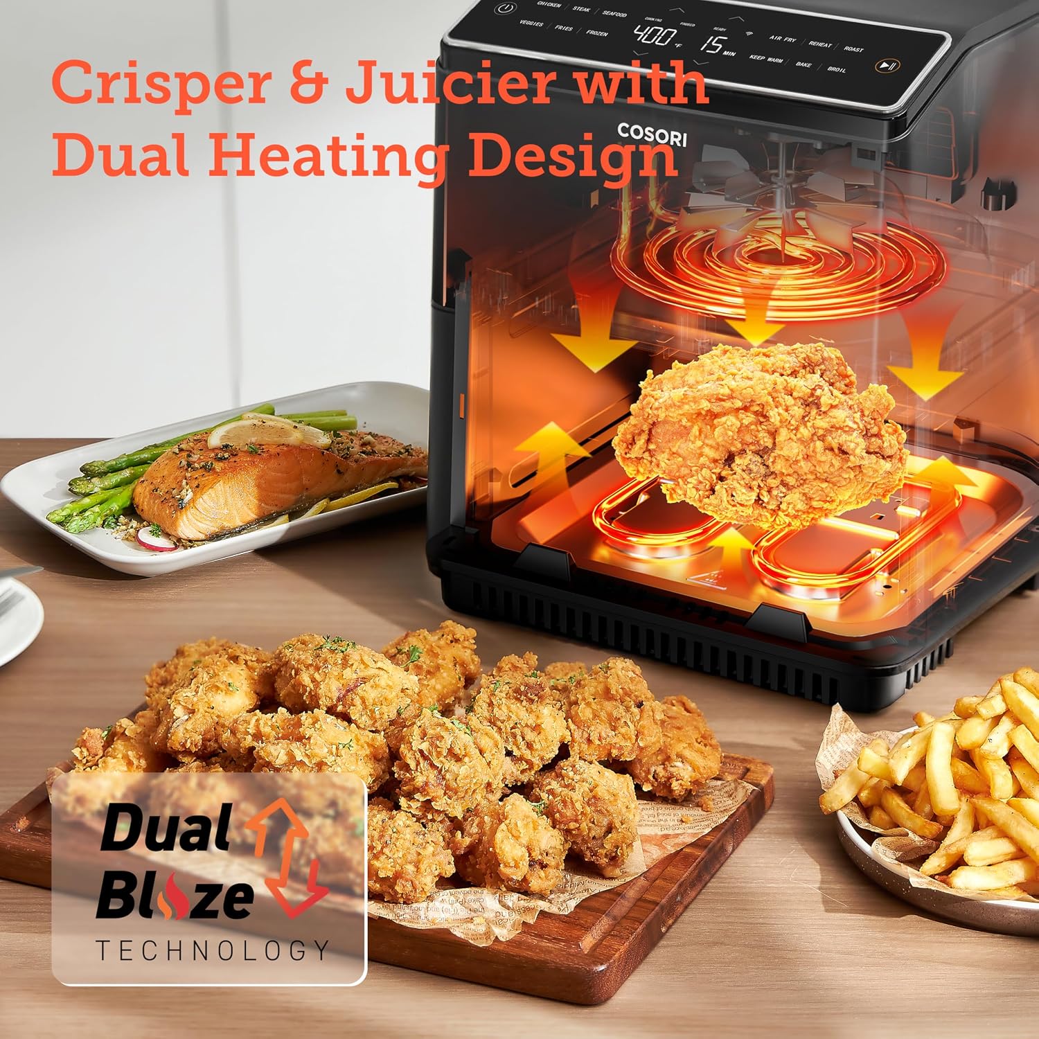 Detalle de Cosori CAF-P583S-KUS Dual Blaze Smart Air Fryer, 6.8 Qt, 12 Functions