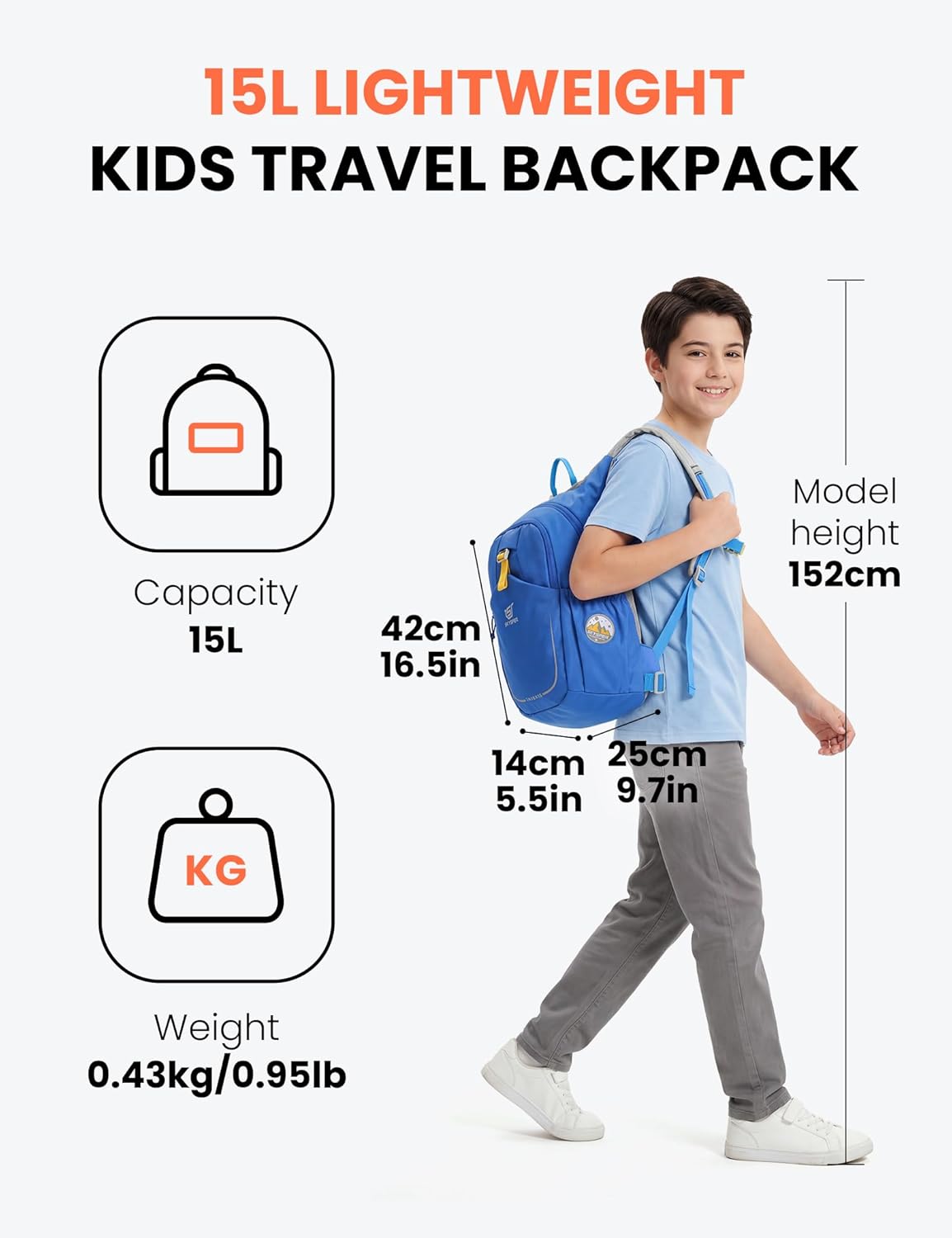 Thumbnail 5 de SKYSPER Kinderrucksack 15L – leichter Wanderrucksack mit Hydrationsfach & Sicherheitspfeife