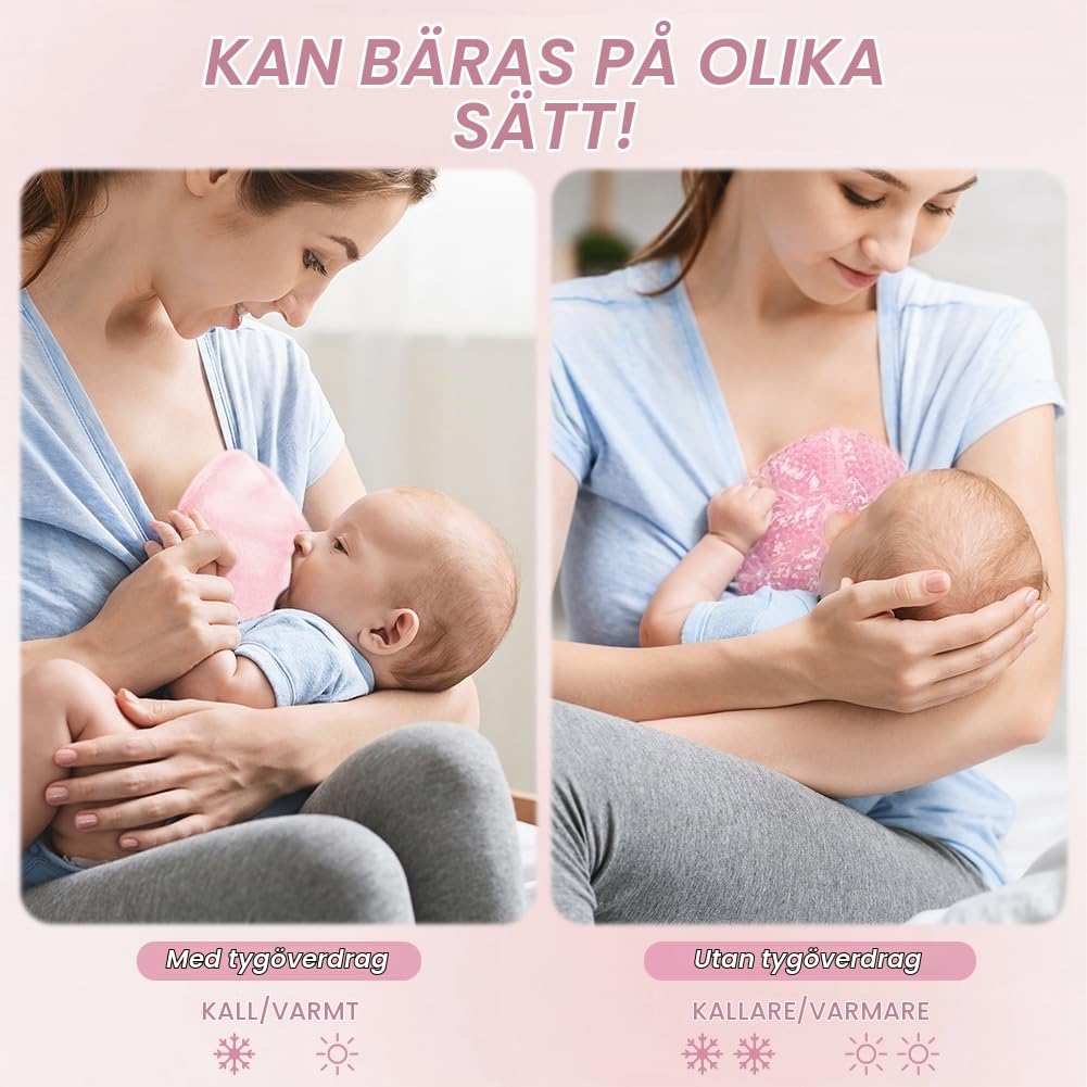 Detalle de AOGOE 3-i-1 bröstgelkuddar för amning, återanvändbara och rosa