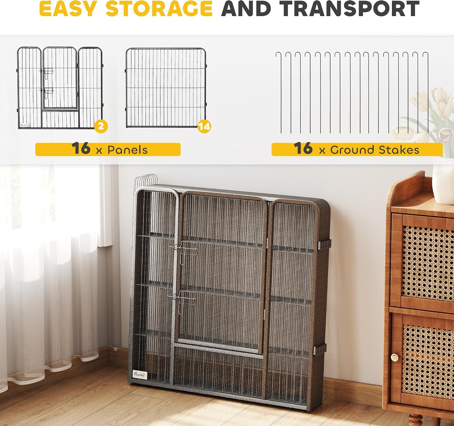 Detalle 2 de PawHut Dog Playpen 16 Panels