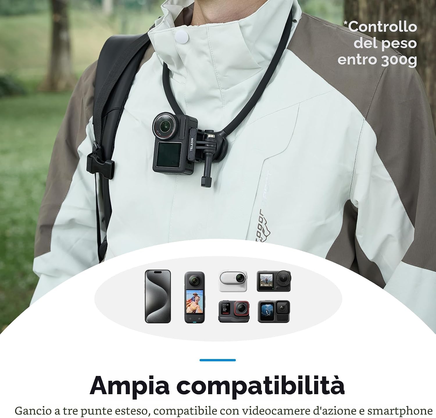 Thumbnail 6 de TELESIN SE 2.0: supporto per collo magnetico per iPhone, Android e action cam – stabilità e versatilità in POV