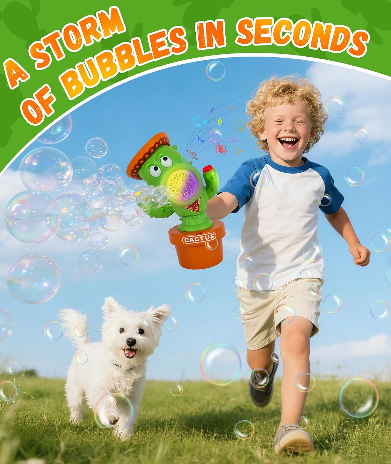 Detalle 2 de Protado Bubble Machine for Kids – Rechargeable Dancing Cactus Bubble Blower