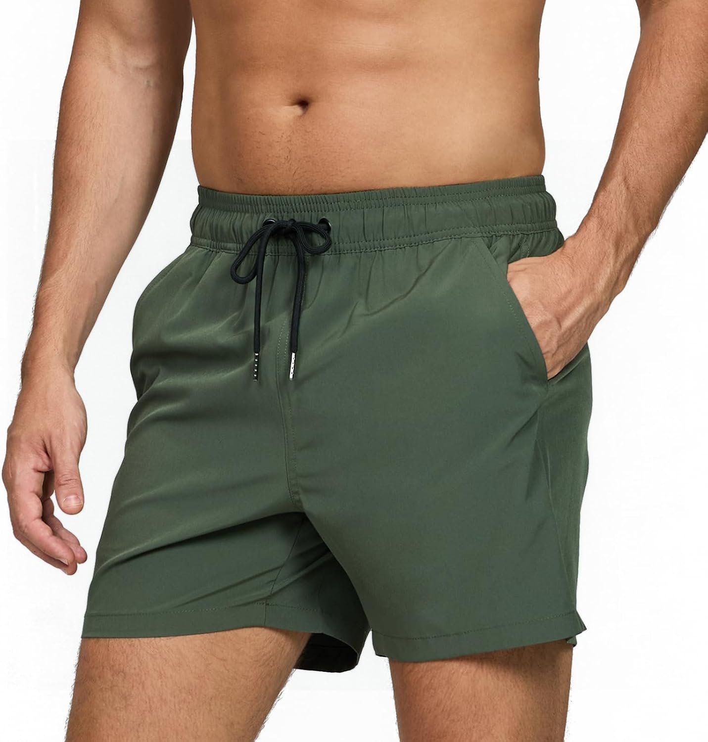 Detalle de Vorvowry badshorts för män, snabbtorkande med dragkedja och nätfoder