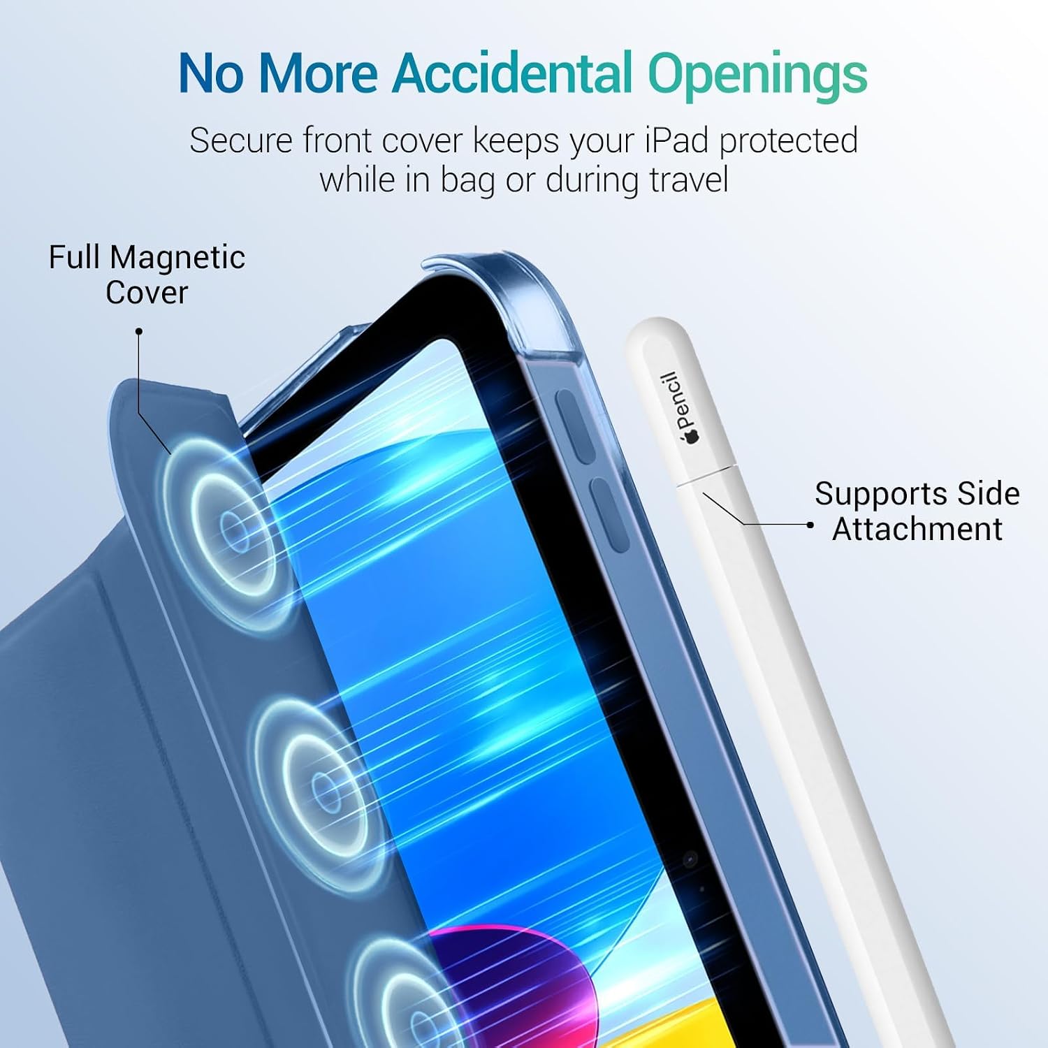 Detalle 2 de CoBak Case for iPad A16 11th Gen 2025 / iPad 10th Gen 2022 – Blue, Trifold Stand, Auto Wake/Sleep