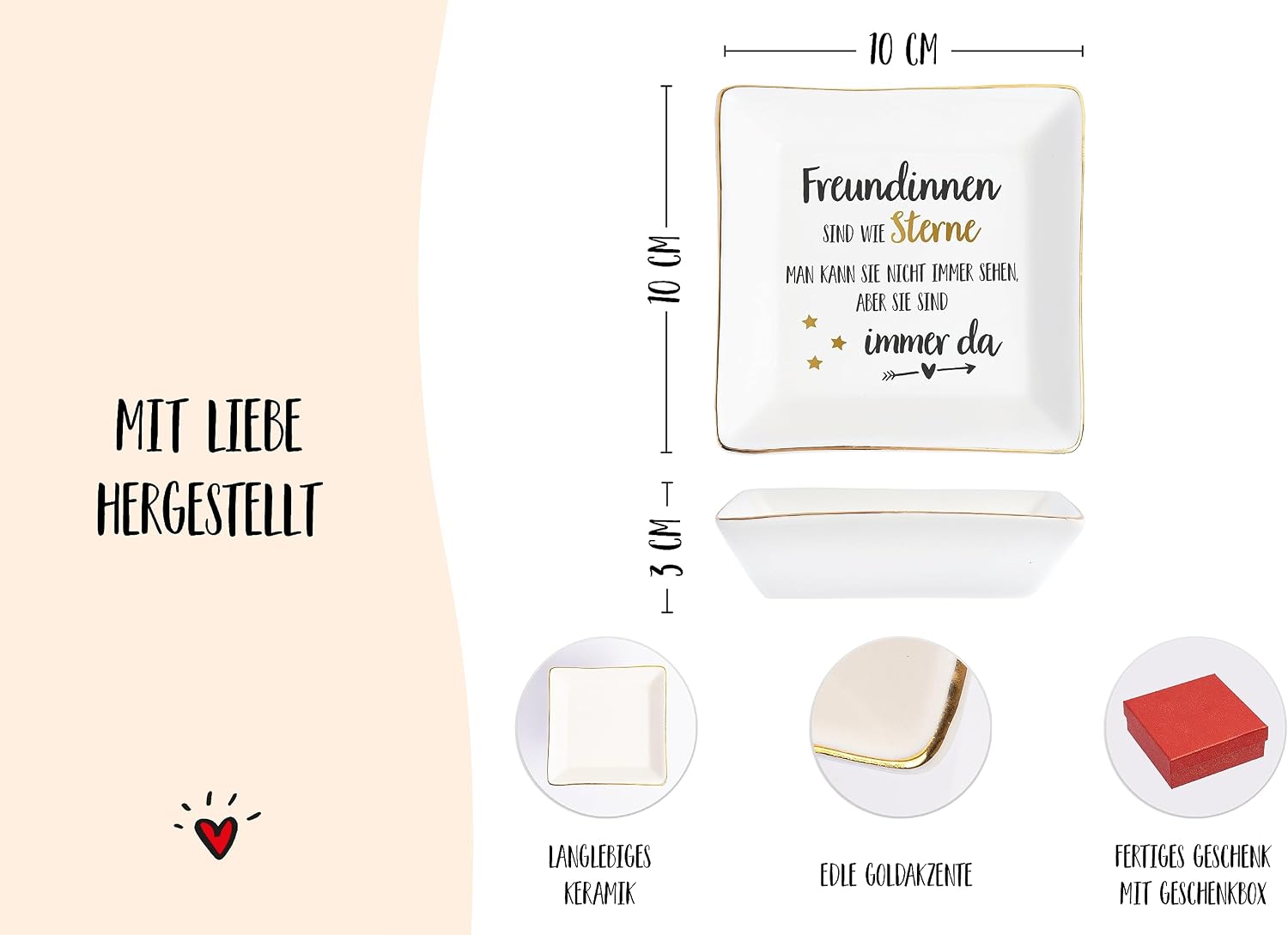 Detalle de Darlena Freundinnen sind wie Sterne Dekoschale – Schmuckschale und Geschenkidee für die beste Freundin