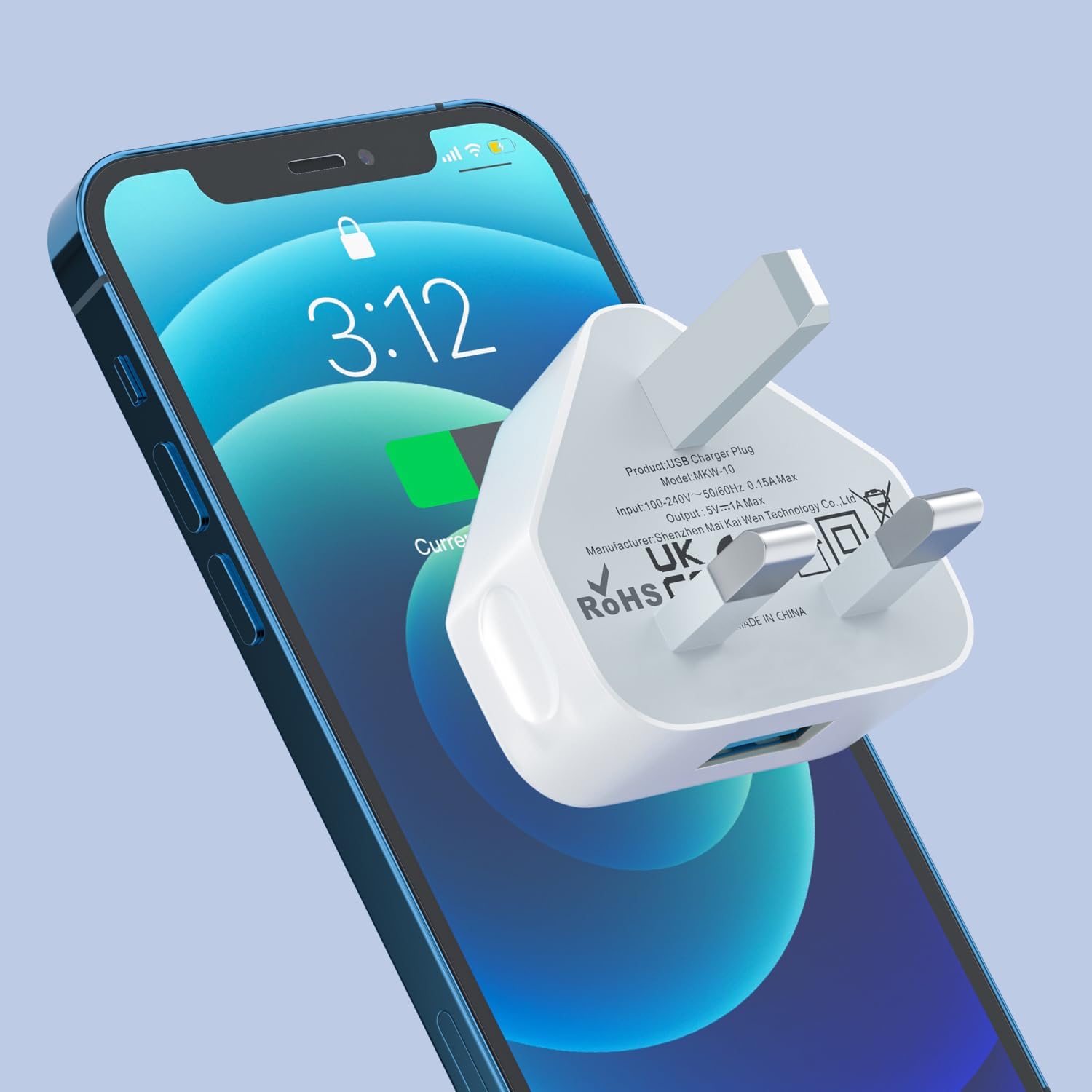 Thumbnail 3 de LOVEAI 2Pack USB Plug UK 3-Pin Mains Charger (5V 1A) for iPhone & iPad