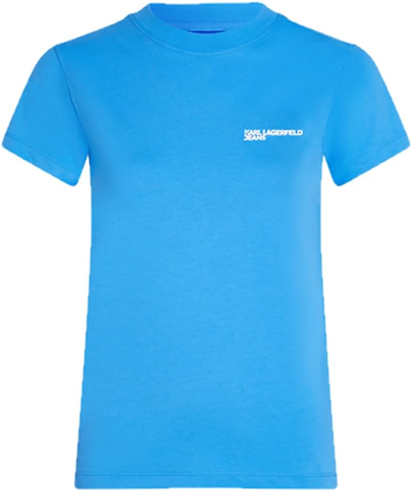 Detalle de Karl Lagerfeld Jeans Femme Slim Short Sleeve T-Shirt – coupe ajustée et logo sur la poitrine