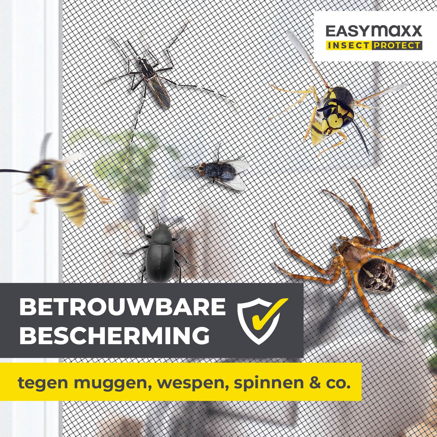 Detalle de EASYmaxx 03771 Magic Click raamhor, zwart, op maat tot 150 x 130 cm