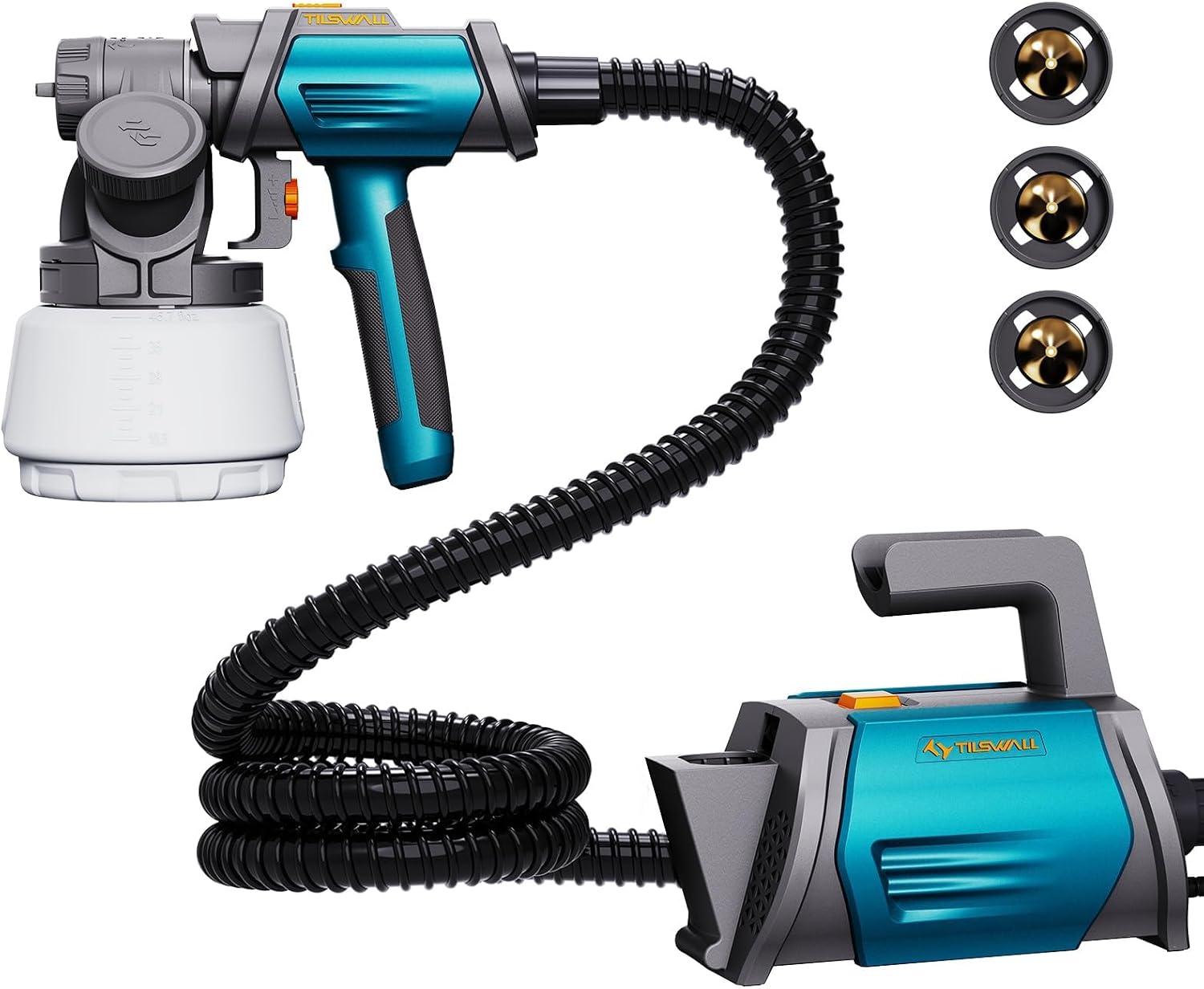Tilswall Shark 800 HVLP Farbsprühsystem – vielseitig einsetzbare Spritzpistole mit 4 Düsen und 3 Sprühmodi