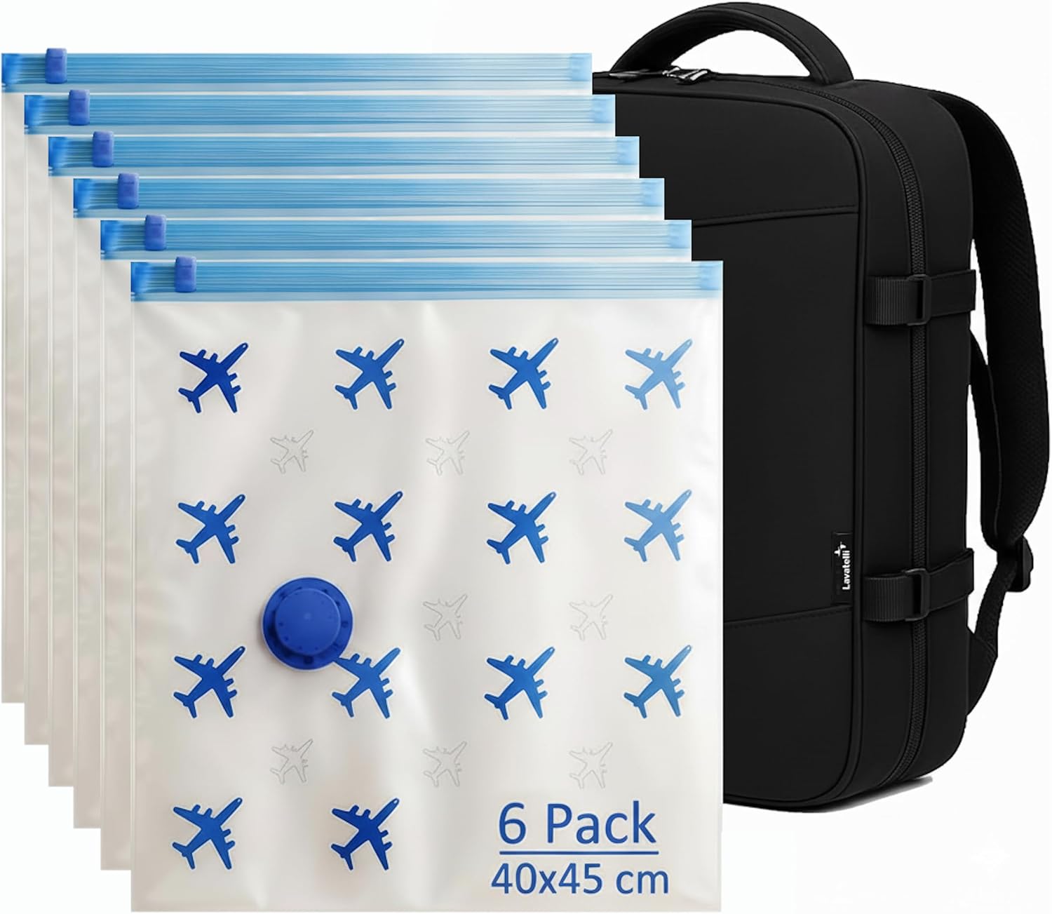 Detalle de Lavatelli Ultimate Travel Set: Pompa Sottovuoto Wireless e 12 Sacchetti Salvaspazio