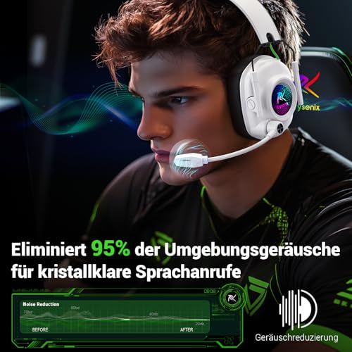 Detalle 2 de Krysenix Gaming Headset Wireless mit Mikrofon – 2,4‑GHz/Bluetooth 5.4, 60h Akku, PS5/PS4/PC/Switch