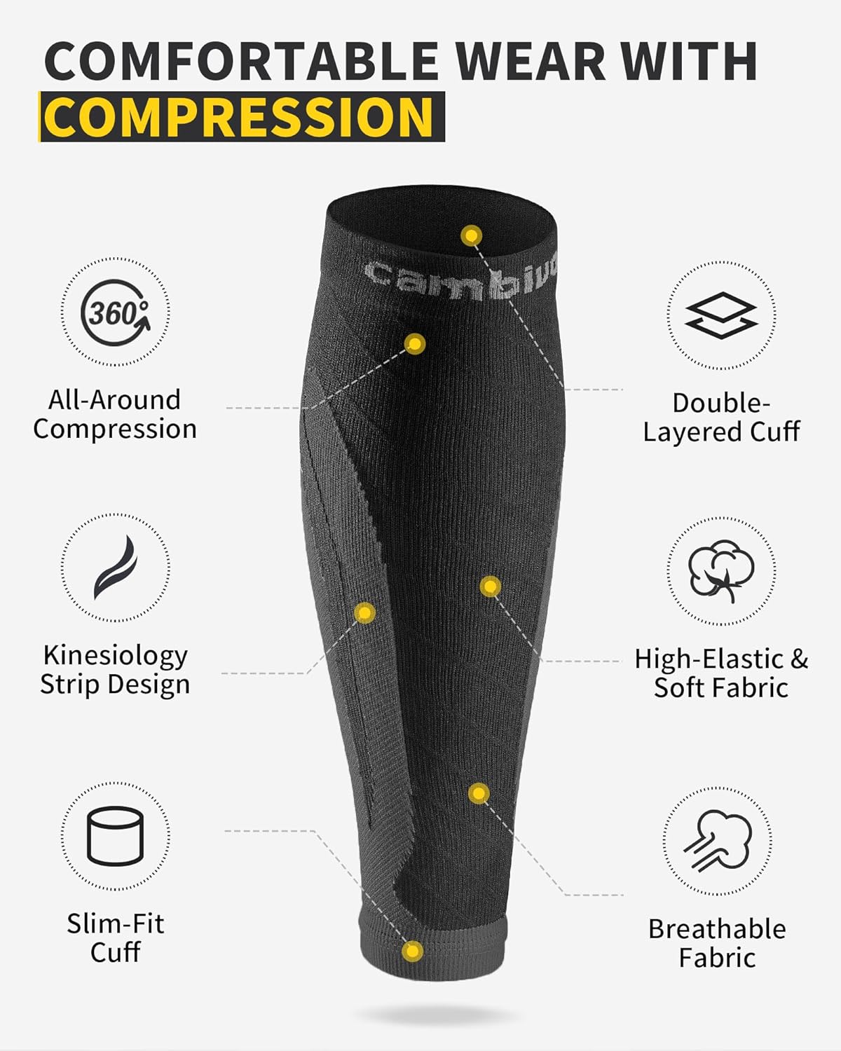 Thumbnail 2 de CAMBIVO 2 Pairs Calf Compression Sleeve