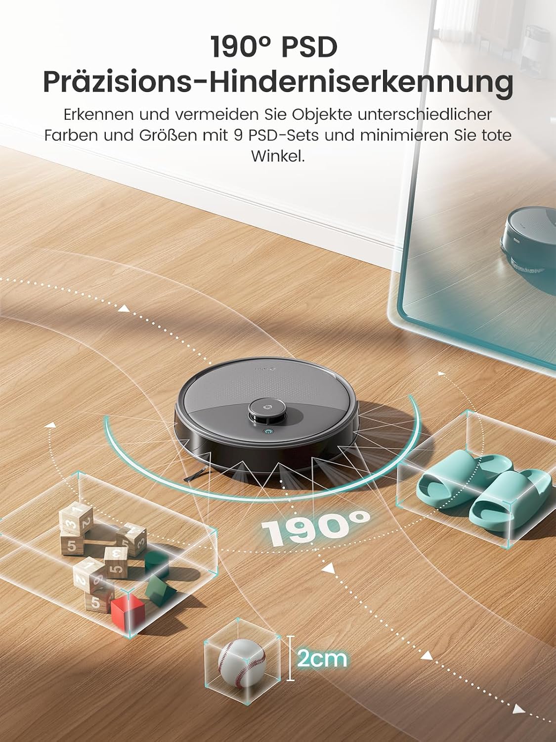 Detalle de Lefant M3 Ultra Staubsaugerroboter – 23000 Pa, 360° dToF-Navigation, automatische Staubentleerung 3,2 L, PSD-Hinderniserkennung