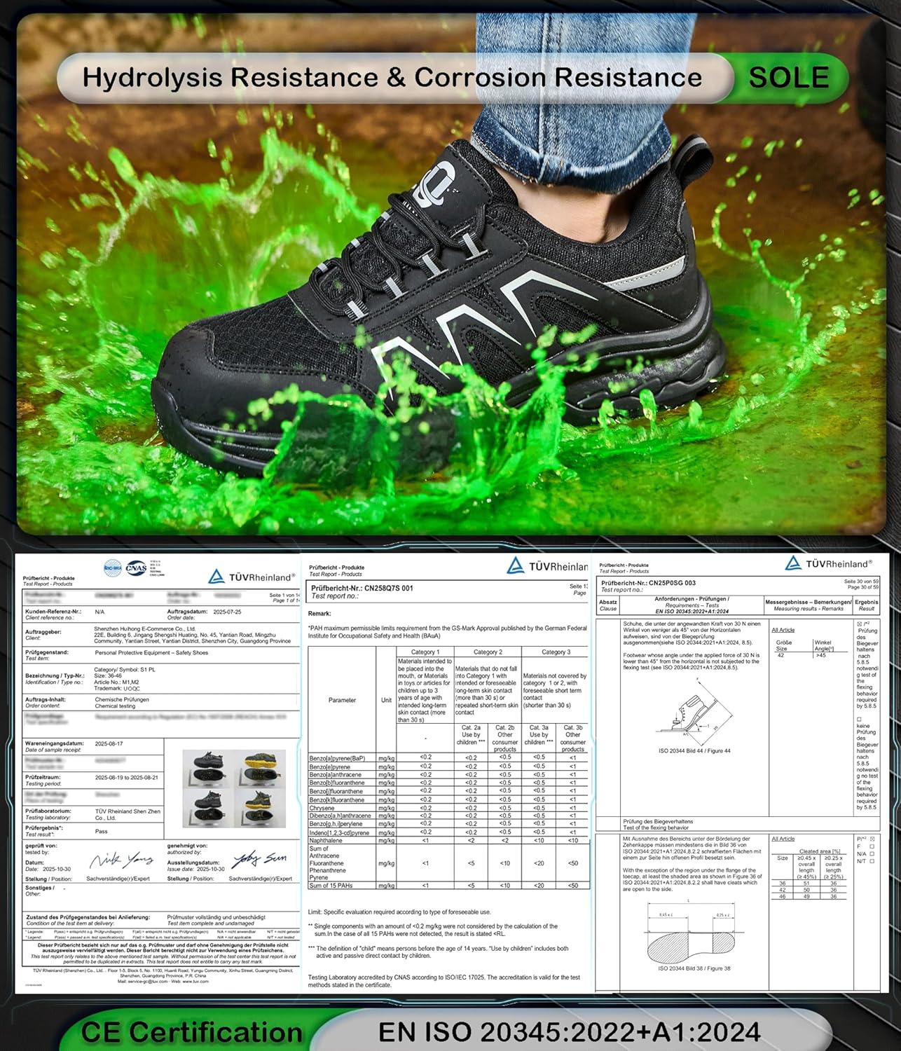 Thumbnail 2 de Chaussures de sécurité UOQC S1P ESD antistatiques SRA – embout en acier et semelle anti-perforation