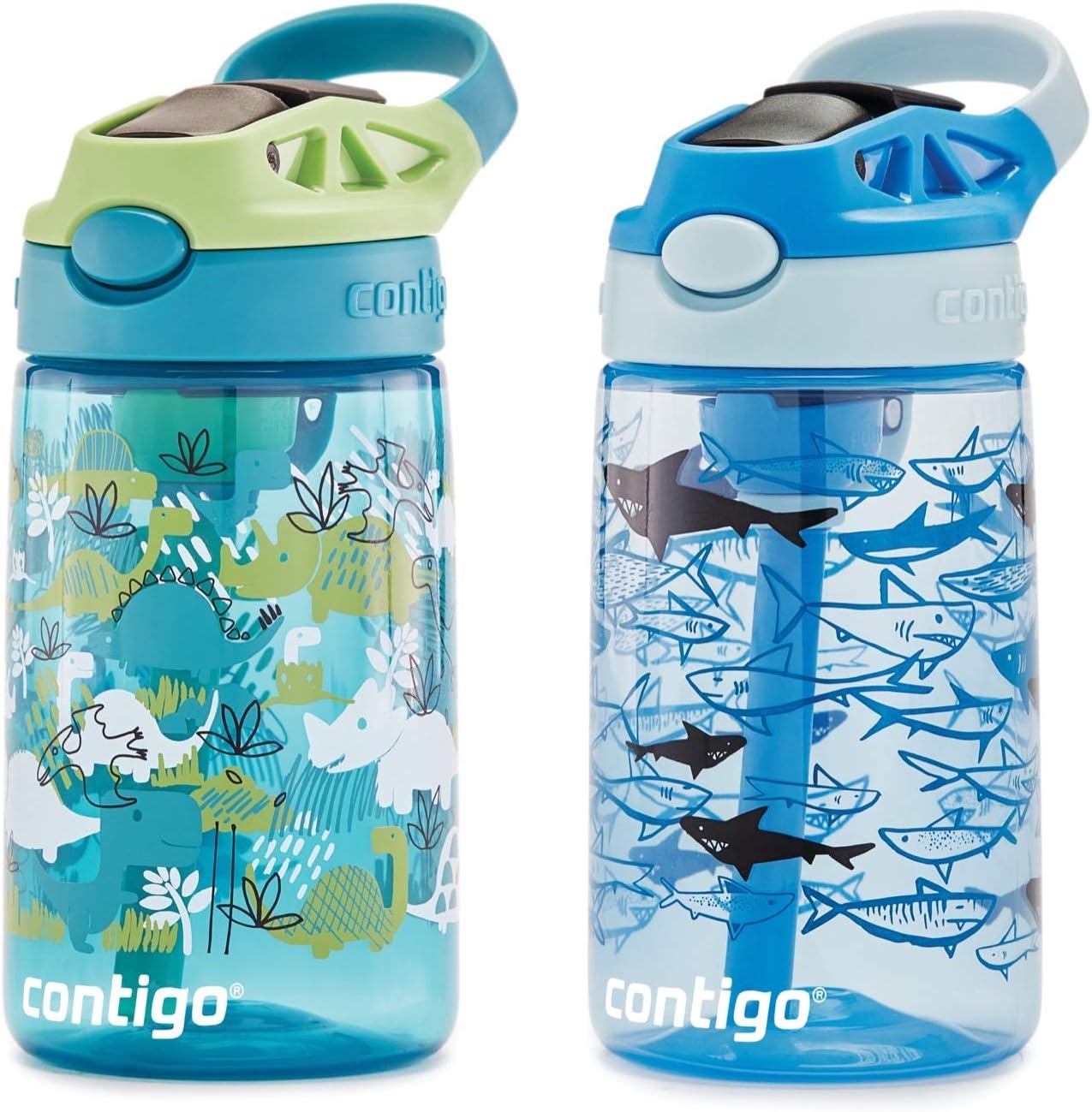 Detalle de Contigo Aubrey Kids Water Bottle 14oz Dino Shark 2-Pack