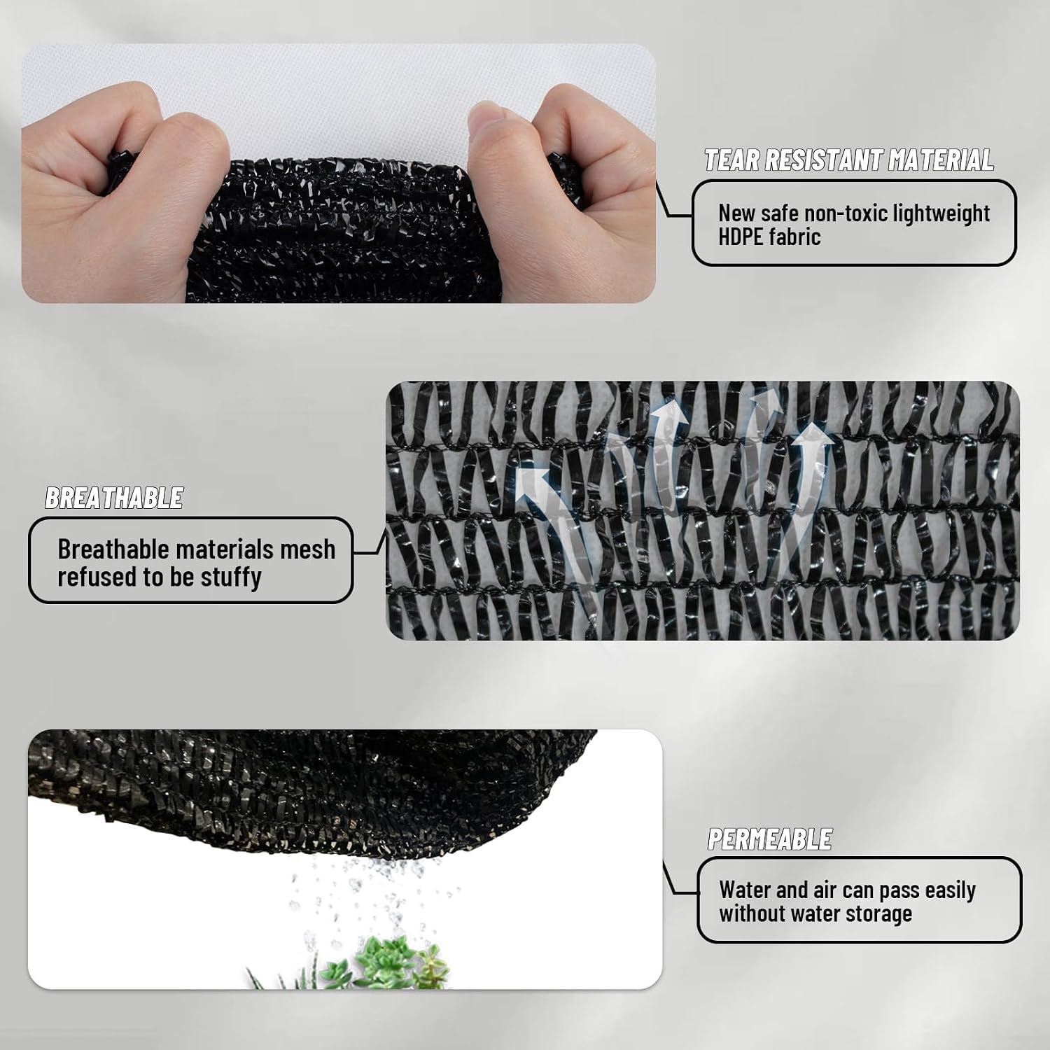 Thumbnail 3 de LOVE STORY 8x20FT Shade Cloth, 55% Black HDPE Mesh with Grommets