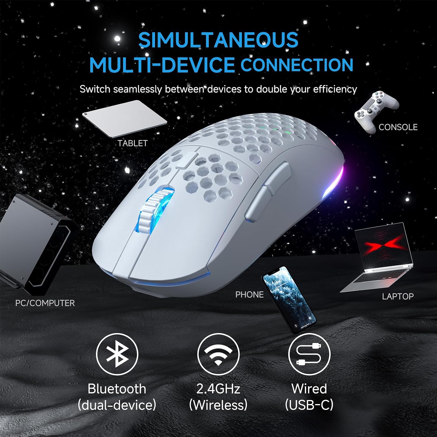 Detalle de TMKB Falcon M1 Wireless Gaming Mouse: Lightweight Tri-Mode Powerhouse