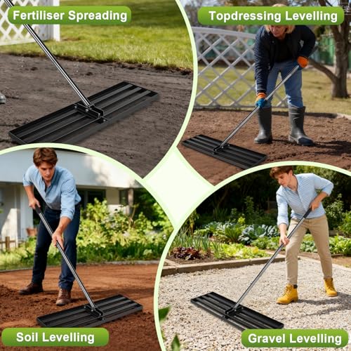Thumbnail 6 de INCIKITI Lawn Leveling Rake (76 x 25 cm) — Robust iron lawn leveller with adjustable handle