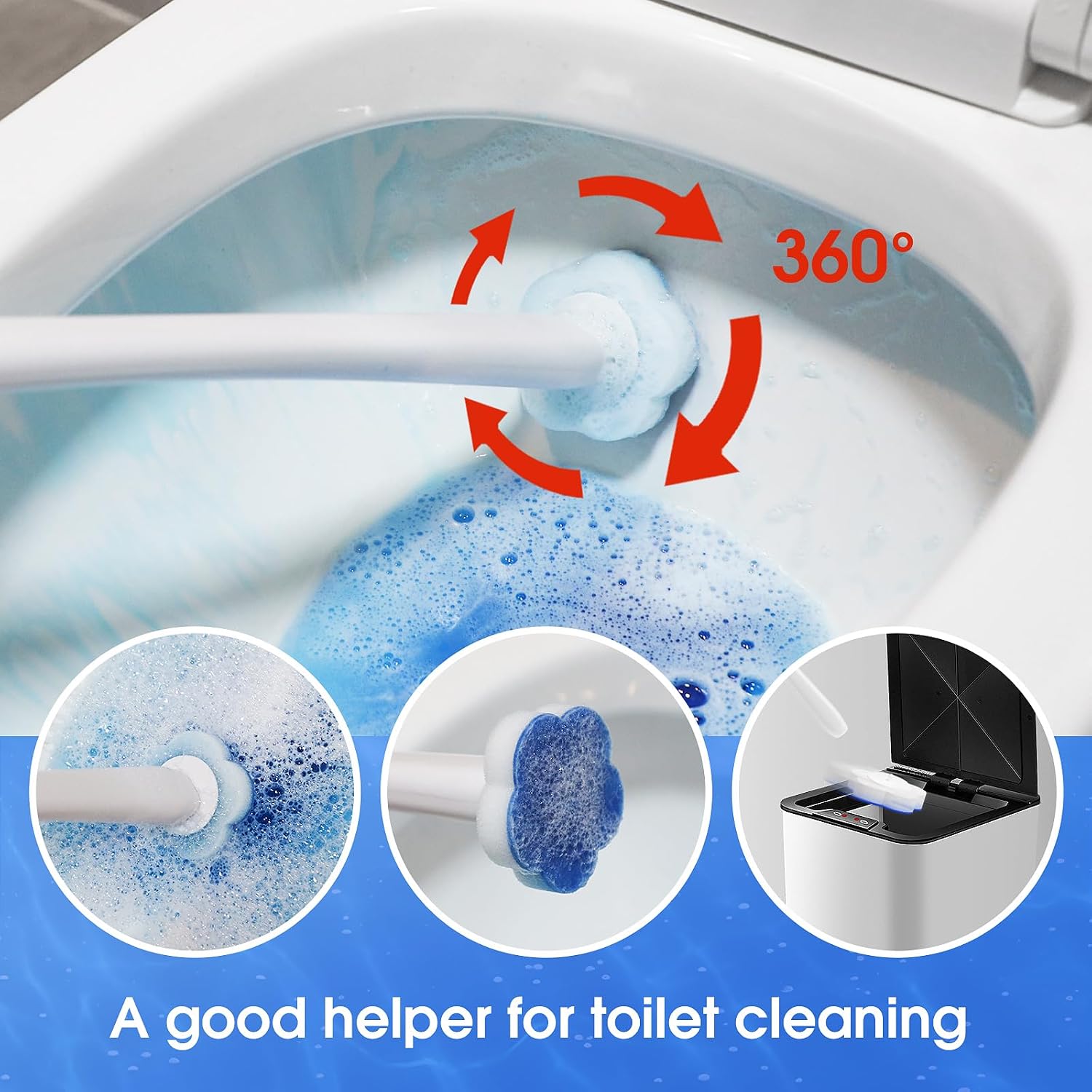 Detalle de Topo Bear top1 Disposable Toilet Bowl Brush Starter Kit with 40 Refills
