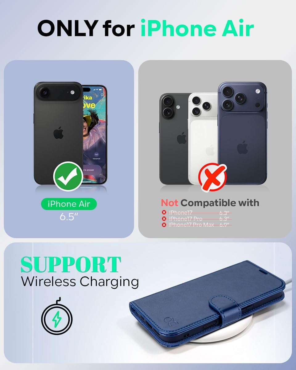 Thumbnail 1 de OCASE Hülle für iPhone Air 5G – Kartenfächer, RFID-Schutz, Standfunktion, Leder