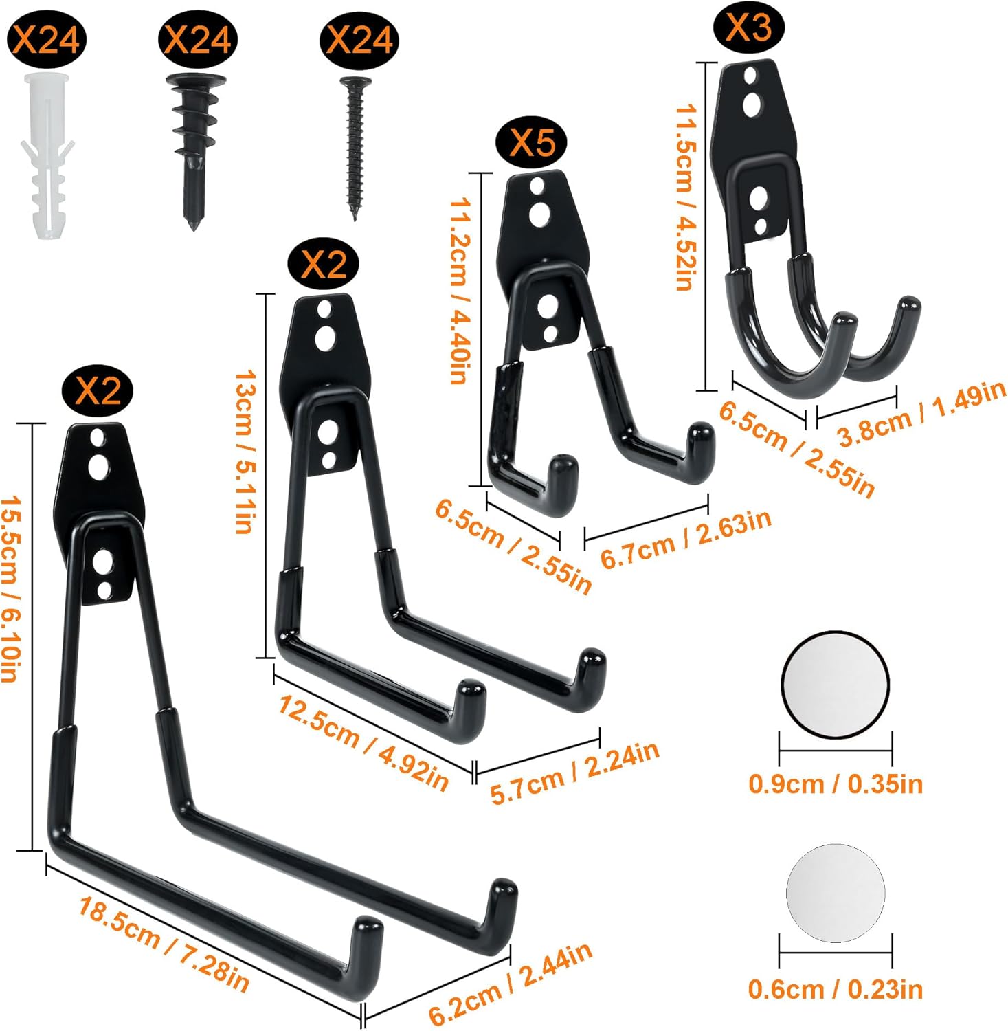 Thumbnail 1 de TECHSHARE Garage Hooks: 12-Pack Heavy-Duty Wall Hooks for Garage Organisation