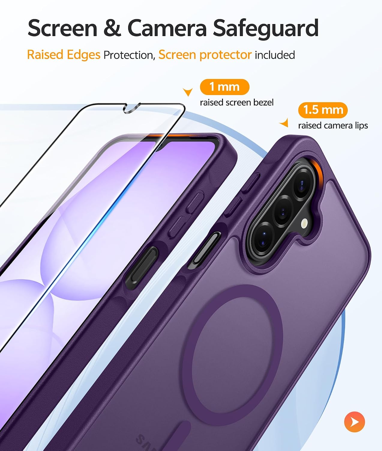 Detalle de FNTASE Galaxy A17/A16 5G Case with Screen Protector and MagSafe Compatibility (Purple)