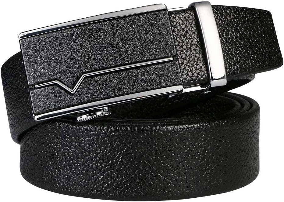 Detalle de flintronic Herren Gürtel aus Leder mit Automatik-Ratsche – Breite 3,5 cm, Schwarz (inkl. Schlüsselbund & Geschenkbox)