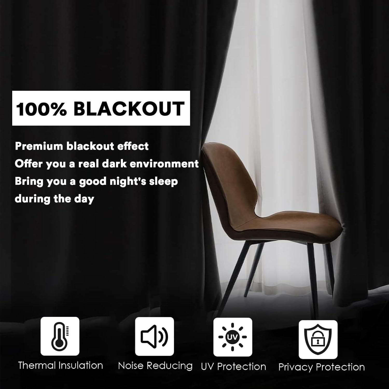 Thumbnail 2 de BellaHills 100% Blackout eyelet curtains, Natural Sand (2 panels, 66 x 72 inch)