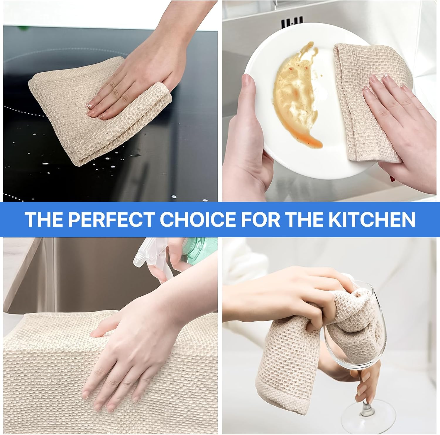 Thumbnail 3 de FreeNook Cotton Kitchen Towels, 12 x 12 Inches