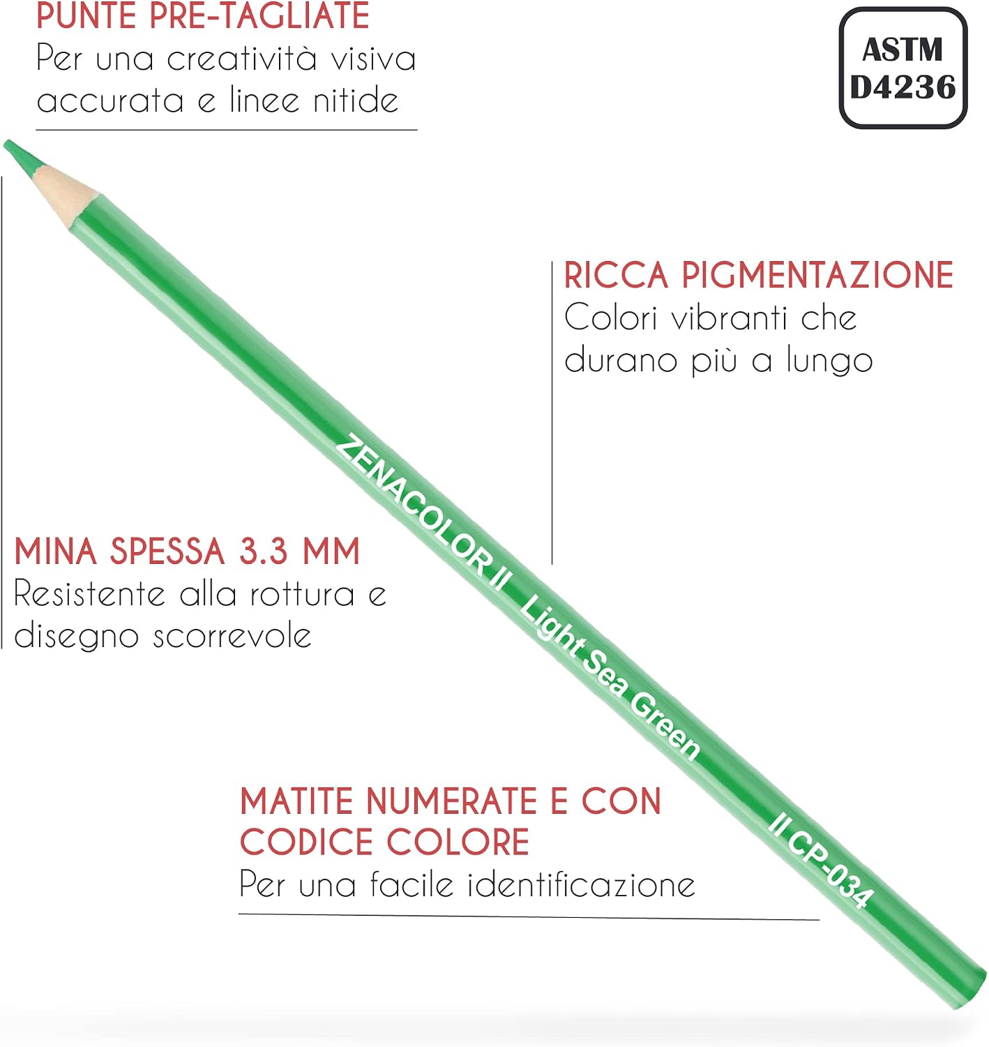Detalle de Zenacolor 72 Matite Colorate Professionali 🎨