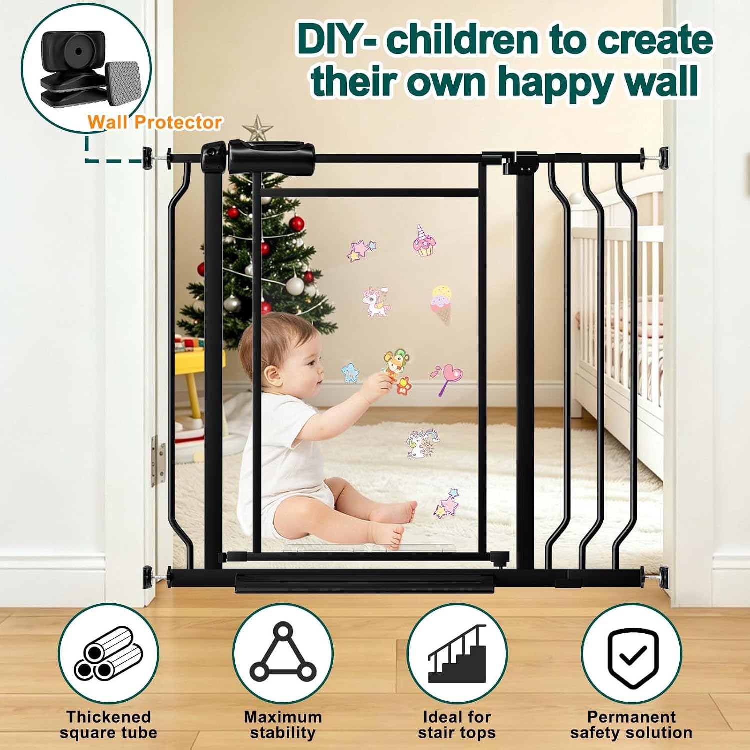 Detalle 1 de Fairy Baby W448 Extra-Wide Clear Baby Gate with Triple Lock and Auto-Close