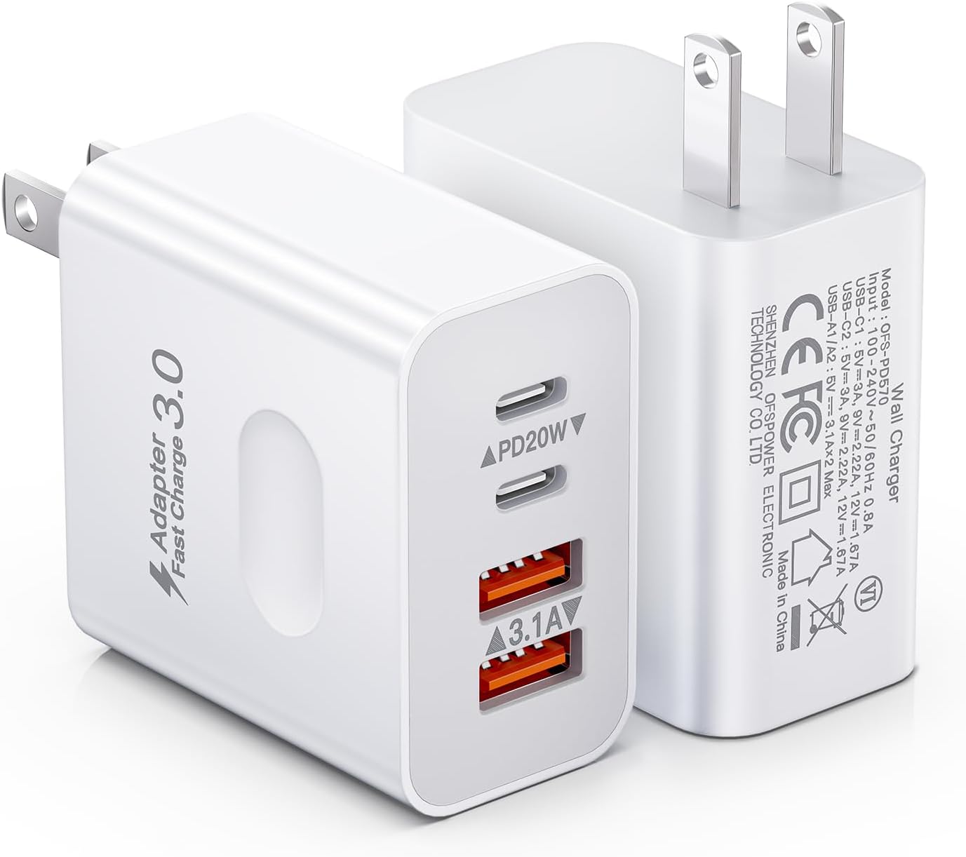 Detalle de USB C Wall Charger 40W 4-Port Fast Charging Block