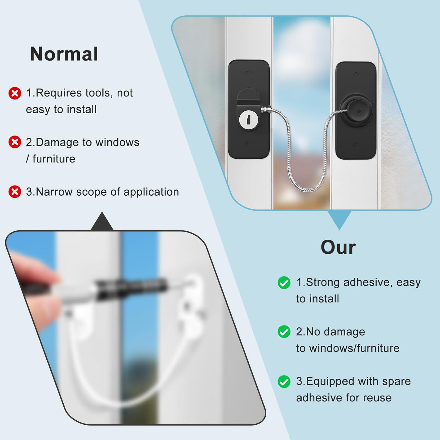 Thumbnail 5 de AOSITE Fenstersicherung für Kinder (Schwarz) – nur Kippsicherung, ohne Bohren möglich, 2 Stück