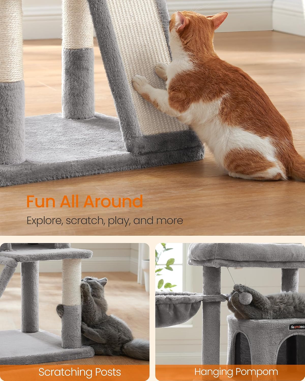 Thumbnail 6 de Feandrea UPCT51W Cat Tree, 37.8-Inch Multi-Level Tower with Sisal Ramp