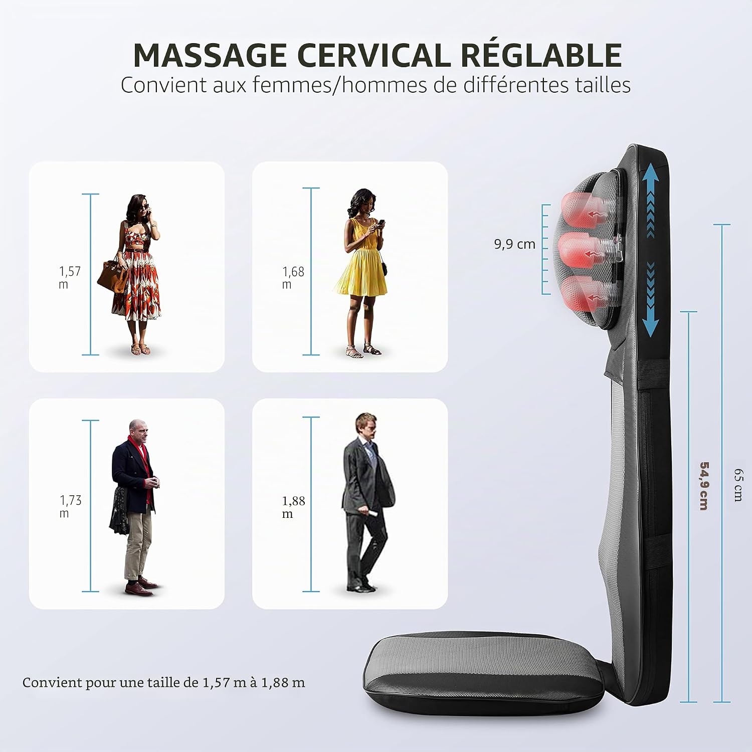 Thumbnail 4 de Snailax Fauteuil Massant Shiatsu Coussin de Massage Dos avec Chaleur – Massage du cou et du dos, confort bureau et maison