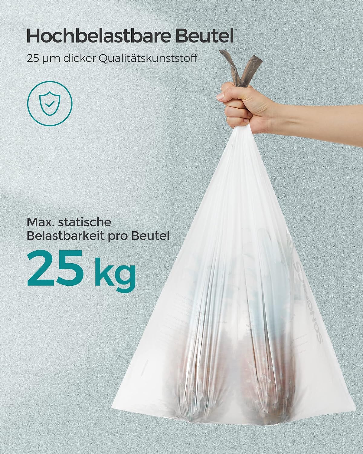 Thumbnail 2 de SONGMICS Müllbeutel mit Zugband für 50 Liter, hochbelastbar, weiß – 3 Rollen (120 Stück) KRB050A03