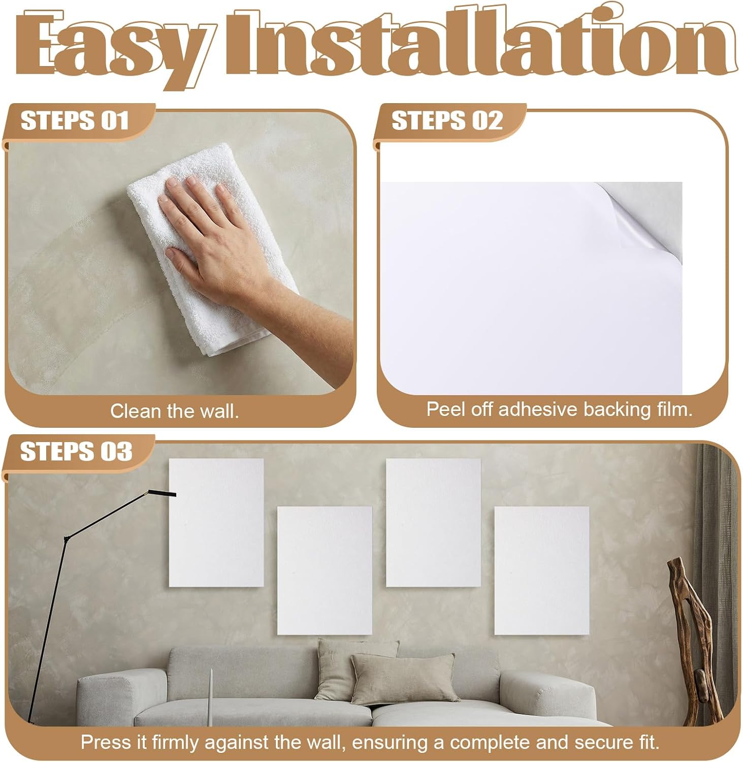 Thumbnail 2 de Pushglossy MUY-Pushglossy-0937 Acoustic Panels, 12-Pack Polyester, White