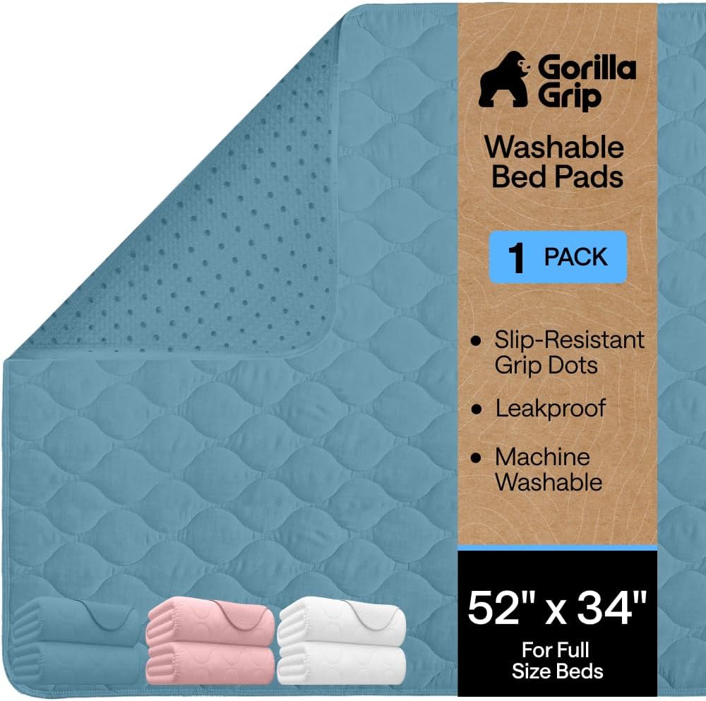 Detalle de GORILLA GRIP 840029649077 Reusable Underpad, 34 x 52 in, Blue