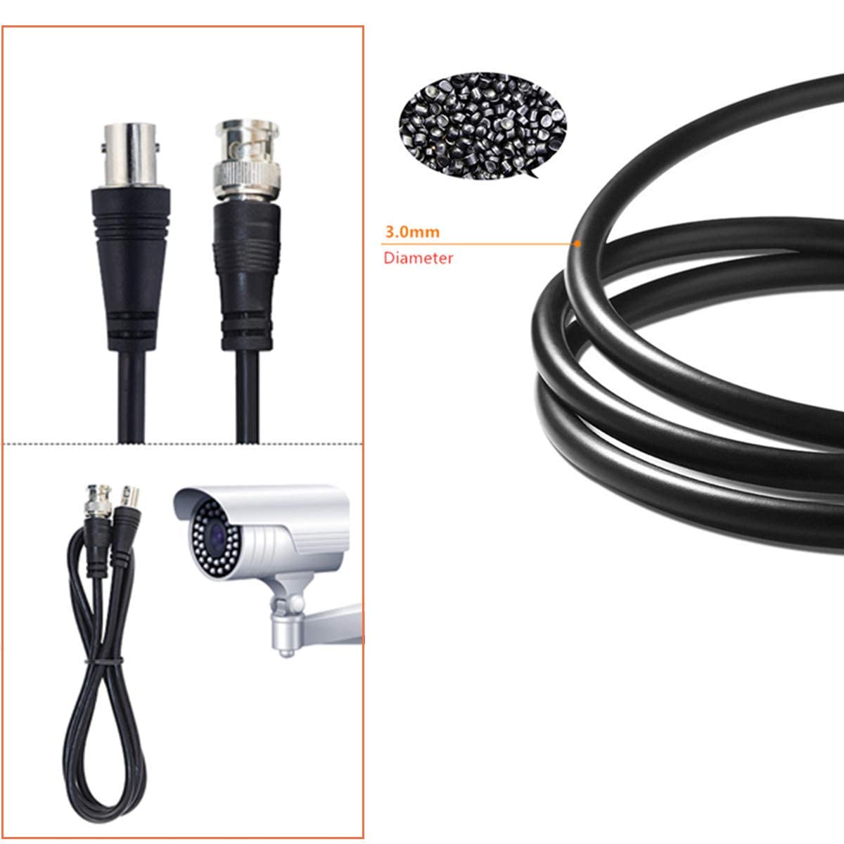 Detalle 2 de CTXSumTec 4 in Pack 1.6 ft BNC CCTV extension cable