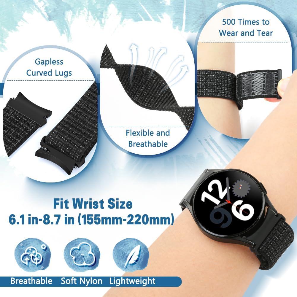 Detalle de Runostrich nylon sport watch strap (no-gap) for Samsung Galaxy Watch 7/6/5/4/FE 40–47mm
