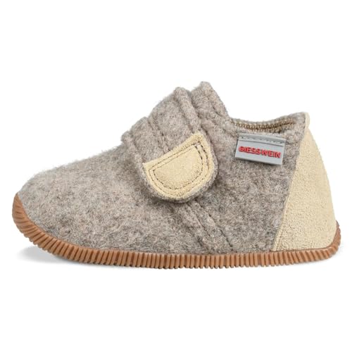 Detalle de Giesswein Oberstaufen Slim-Fit Kinderhausschuhe aus Schurwolle mit Klettverschluss