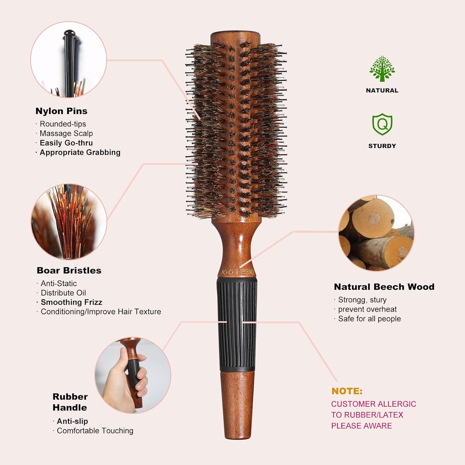 Detalle 2 de BESTOOL Rundbürste zum Föhnen 2.5 Inch